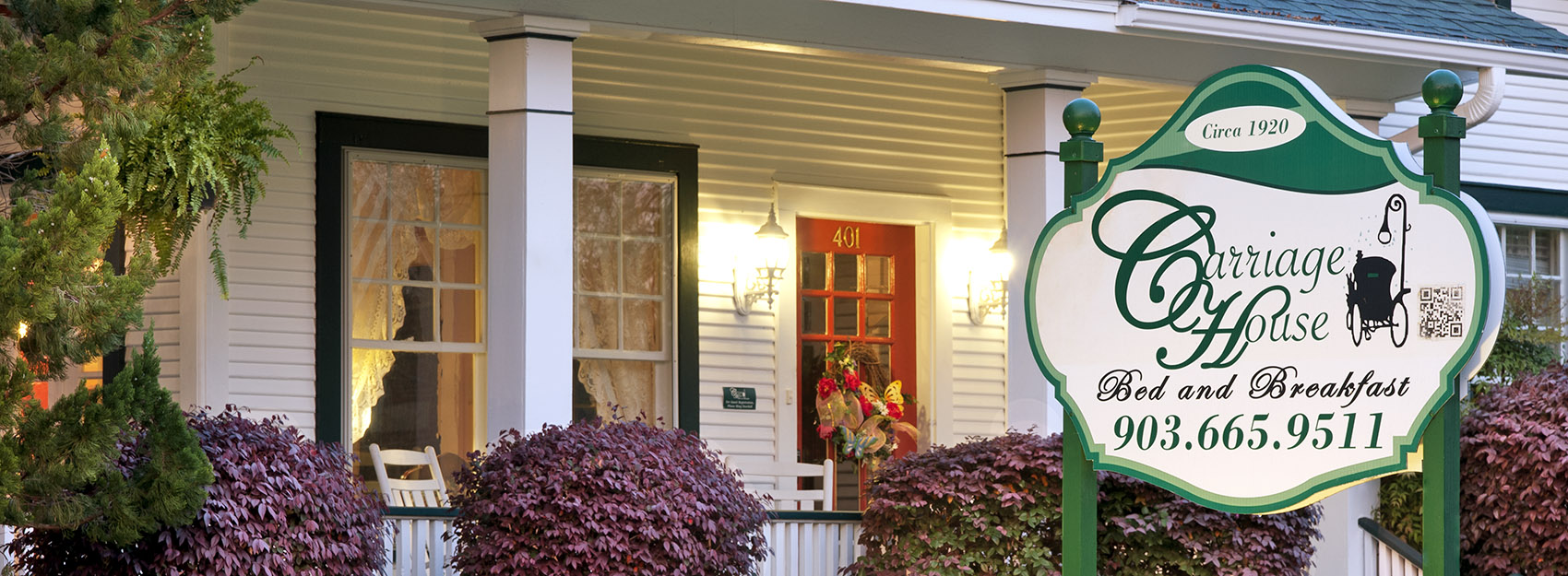 Close up of Carriage House sign